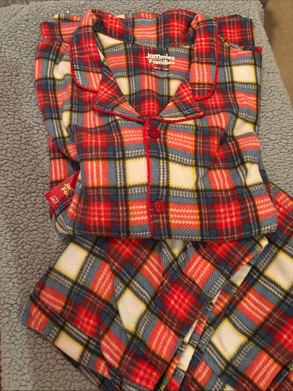 NWT Jammies for Your Families Red Fleece Plaid Pajama Set